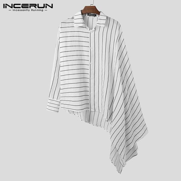 men striped shirt streetwear lapel long sleeve button chic cloak personality fashion casual irregular shirts s-5xl incerun men's, White;black
men striped shirt streetwear lapel long sleeve button chic cloak personality fashion casual irregular shirts s-5xl incerun men's, White;black