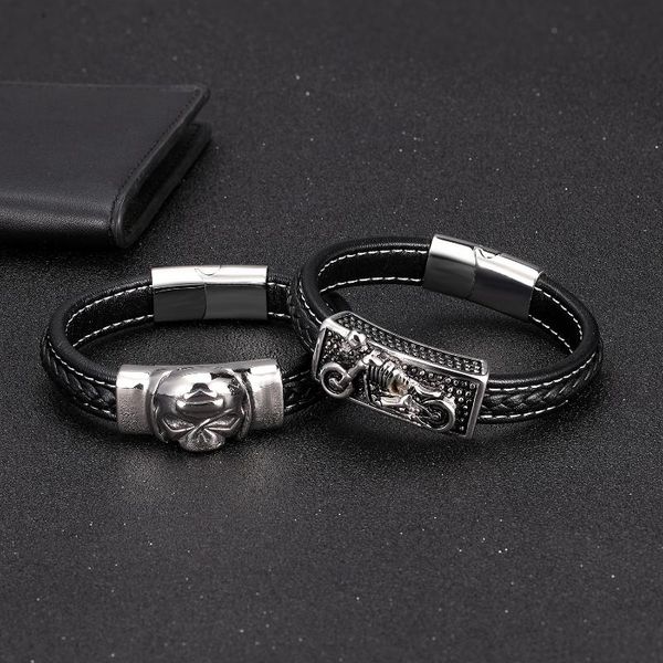 bangle miqiao stainless steel titanium weaven leather retro motor eagle skull hip hop wrist band bracelet for men women jewelry, Black
bangle miqiao stainless steel titanium weaven leather retro motor eagle skull hip hop wrist band bracelet for men women jewelry, Black