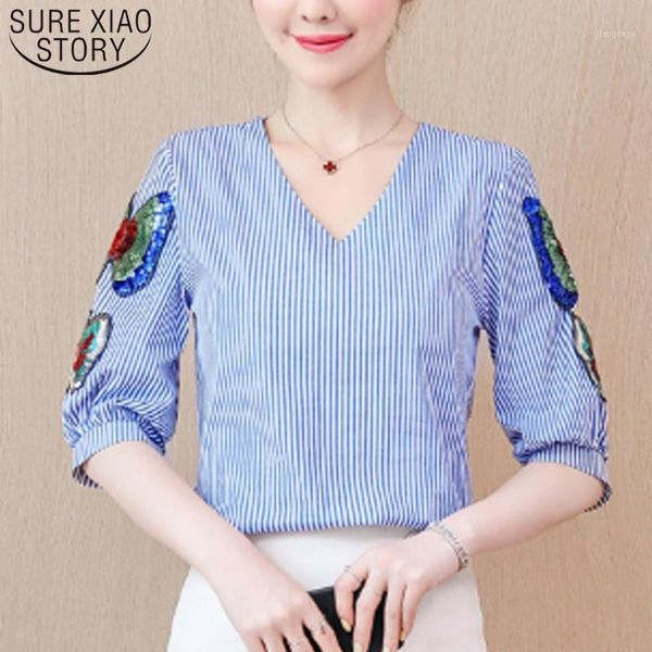 fashion v collar short sleeve shirt women and blouse summer clothing striped 3964 50 women's blouses & shirts, White
fashion v collar short sleeve shirt women and blouse summer clothing striped 3964 50 women's blouses & shirts, White