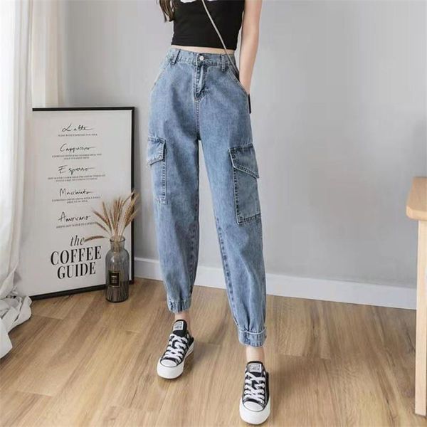 women's jeans high waist harem pants vintage all-match loose fashion ankle-length denim harajuku femme trousers, Blue
women's jeans high waist harem pants vintage all-match loose fashion ankle-length denim harajuku femme trousers, Blue