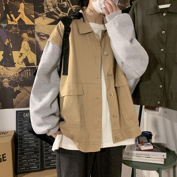 autumn cotton jacket men's fashion hit color casual pocket tooling jackets mens streetwear wild loose hip-hop bomber men, Black;brown
autumn cotton jacket men's fashion hit color casual pocket tooling jackets mens streetwear wild loose hip-hop bomber men, Black;brown