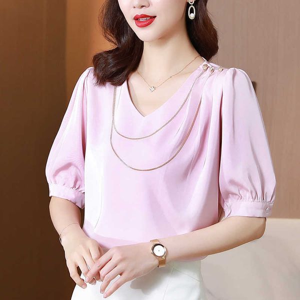 korean summer women's shirt chiffon blouses for women solid folds pink o-neck chain blouse female basic s ol 210604, White
korean summer women's shirt chiffon blouses for women solid folds pink o-neck chain blouse female basic s ol 210604, White