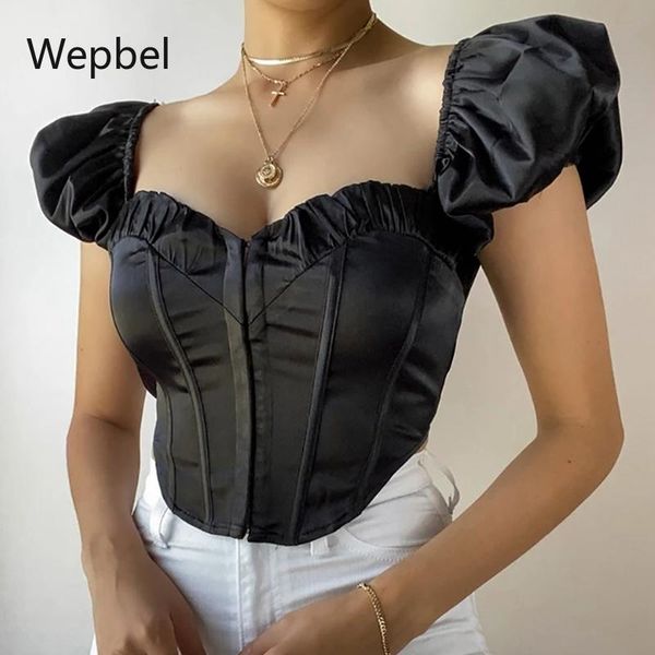women's blouses & shirts wepbel black tight short puff sleeve low cut square collar summer clubwear, White
women's blouses & shirts wepbel black tight short puff sleeve low cut square collar summer clubwear, White