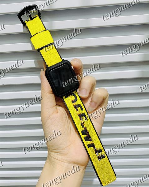fashion designer watch straps 38 40 41 42 44 45 mm for smart watches series 1 2 3 4 5 6 canvas embroidery bands deluxe wristband watch band