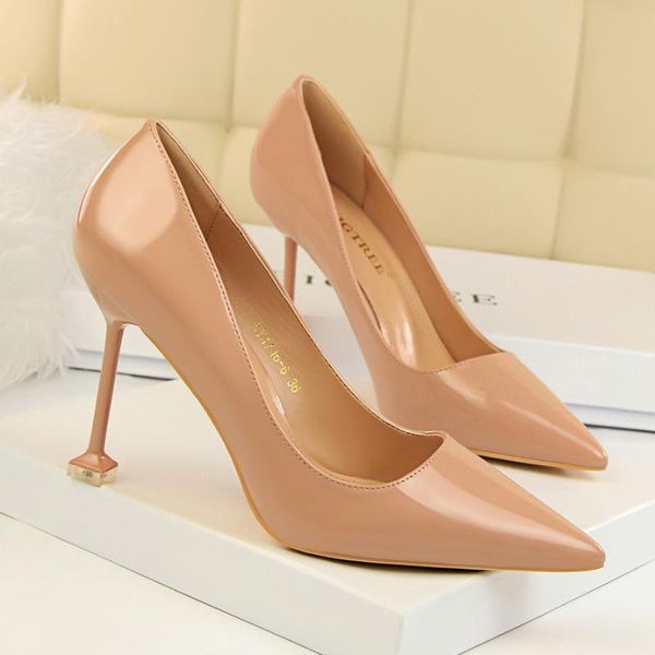dress shoes korean fashion simple stiletto high-heeled patent leather shallow mouth pointy nightclub slim single high heels, Black
dress shoes korean fashion simple stiletto high-heeled patent leather shallow mouth pointy nightclub slim single high heels, Black