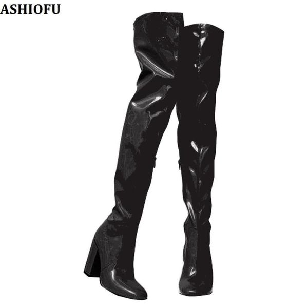 boots ashiofu handmade women chunky heel night-club party dress over knee evening dance fashion long shoes, Black
boots ashiofu handmade women chunky heel night-club party dress over knee evening dance fashion long shoes, Black