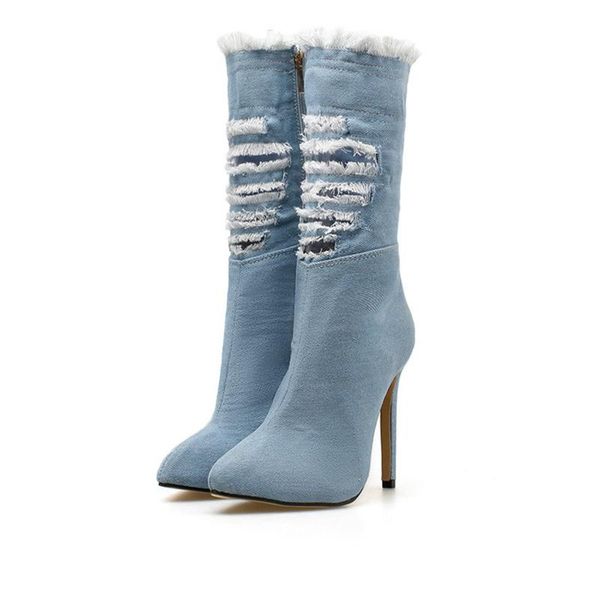 boots women zipper denim thin heels fashion pointed toe ladies shoes motorcycle tassel hole booties, Black
boots women zipper denim thin heels fashion pointed toe ladies shoes motorcycle tassel hole booties, Black