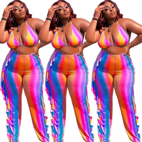 plus size tracksuits summer beach bra women's clothing digital printing rainbow dazzling fungus pants sets 5xl wholesale drop, Black
plus size tracksuits summer beach bra women's clothing digital printing rainbow dazzling fungus pants sets 5xl wholesale drop, Black