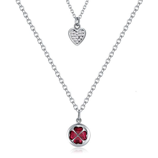 clover m's day diamond pendant necklace elegant fashion double clavicle chain steel jewelry, White
clover m's day diamond pendant necklace elegant fashion double clavicle chain steel jewelry, White