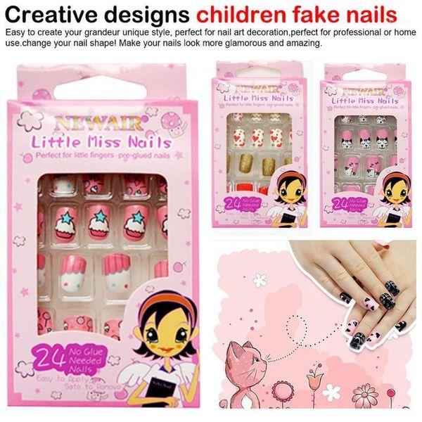 est 24pcs/box children full cover acrylic false nail tips fake press on nails art diy for kids manicure tools1, Red;gold
est 24pcs/box children full cover acrylic false nail tips fake press on nails art diy for kids manicure tools1, Red;gold