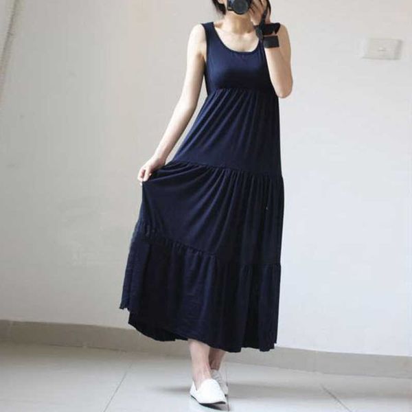 women summer dress casual o-neck sleeveless a-line beach style modal long black maxi night dress red ropa verano mujer 210625, Black;gray
women summer dress casual o-neck sleeveless a-line beach style modal long black maxi night dress red ropa verano mujer 210625, Black;gray