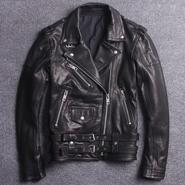 men's leather & faux man's genuine jacket vegetable tanning sheep skin motorcycle coat youth style lapel slim short autumn winter, Black
men's leather & faux man's genuine jacket vegetable tanning sheep skin motorcycle coat youth style lapel slim short autumn winter, Black
