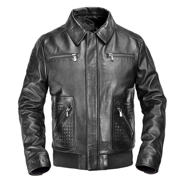 men's leather & faux 2021 genuine layer goatskin woven pattern slim lapel fashion business jacket men, Black
men's leather & faux 2021 genuine layer goatskin woven pattern slim lapel fashion business jacket men, Black