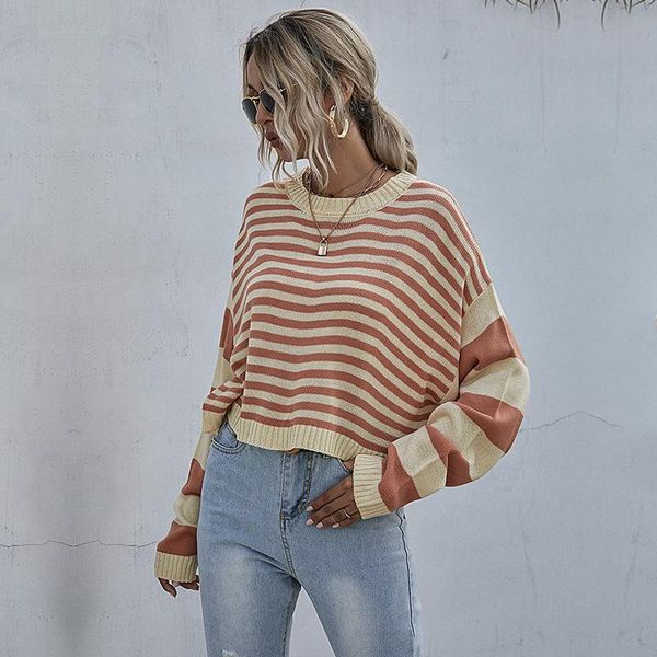 women's sweaters striped loose knit sweater short wear fall 2021 long sleeve pullover blourse leisure, White;black
women's sweaters striped loose knit sweater short wear fall 2021 long sleeve pullover blourse leisure, White;black