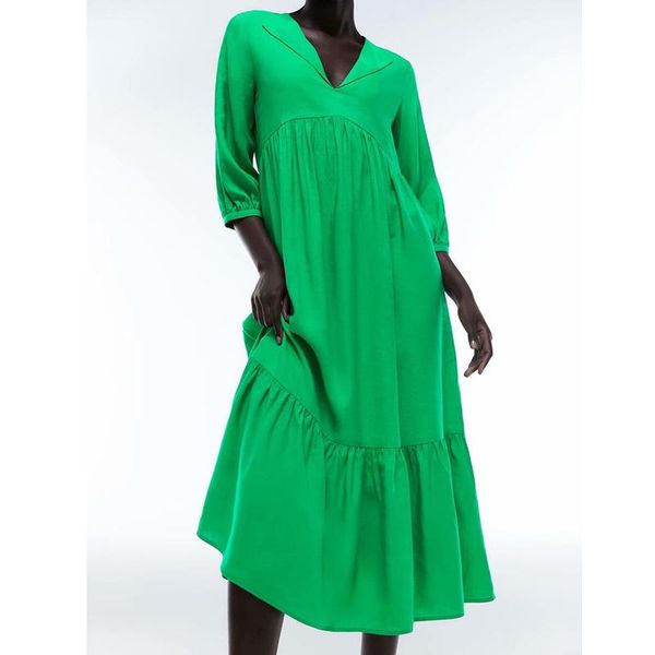 casual dresses yenkye 2021 women ruffle green long dress female v neck three-quarter sleeve a-line autumn vestido, Black;gray
casual dresses yenkye 2021 women ruffle green long dress female v neck three-quarter sleeve a-line autumn vestido, Black;gray