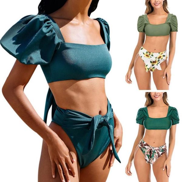 european and american bubble sleeves pure color split swimsuit quick dry women bikini one-piece suits
european and american bubble sleeves pure color split swimsuit quick dry women bikini one-piece suits