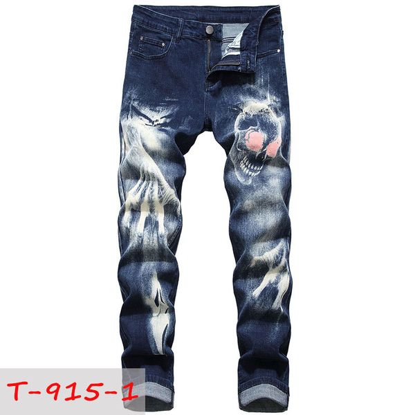 new mens 3d print skinny casual runway elastic jeans straight denim pants washed high quality, Blue
new mens 3d print skinny casual runway elastic jeans straight denim pants washed high quality, Blue