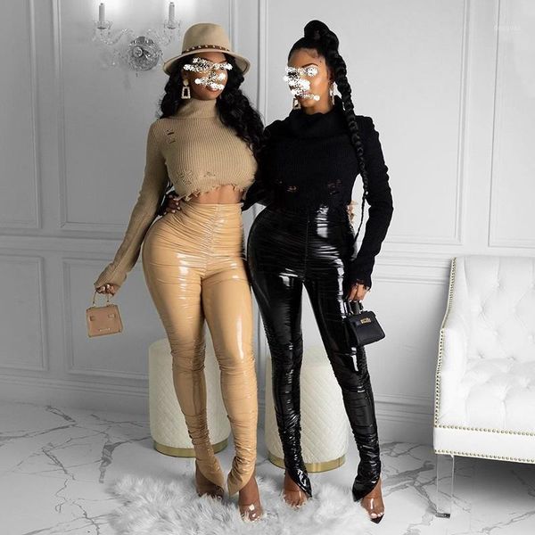 pu leather high waist stacked pants autumn winter women fashion streetwear outfits club trousers fall clothes women's & capris, Black;white
pu leather high waist stacked pants autumn winter women fashion streetwear outfits club trousers fall clothes women's & capris, Black;white