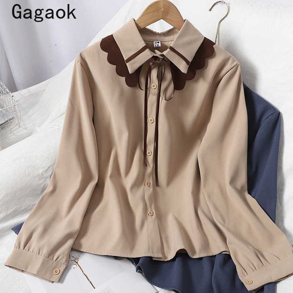 blouse women springautumn solid preppy style lapel bow lace up wild shirt korean sweet chic fashion blouses 210531, White
blouse women springautumn solid preppy style lapel bow lace up wild shirt korean sweet chic fashion blouses 210531, White