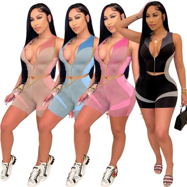 women's shorts two piece sets for women skinny fashion printing tracksuit zip sleeveless crop and biker matching set, White;black
women's shorts two piece sets for women skinny fashion printing tracksuit zip sleeveless crop and biker matching set, White;black