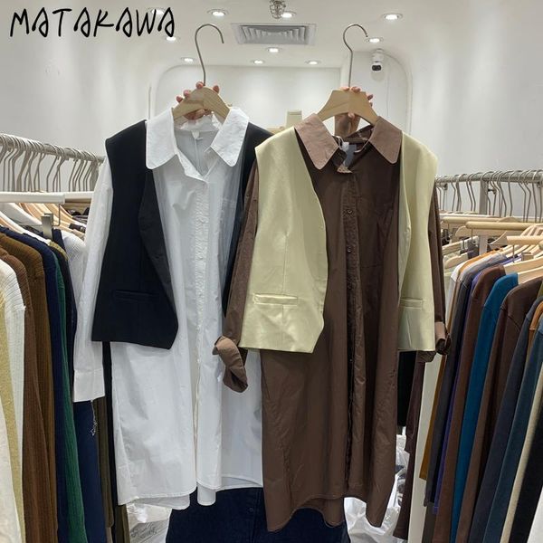 casual dresses matakawa autumn shirts for women korean solid all-match long sleeve turn down collar vestidos loose waist dress, Black;gray
casual dresses matakawa autumn shirts for women korean solid all-match long sleeve turn down collar vestidos loose waist dress, Black;gray