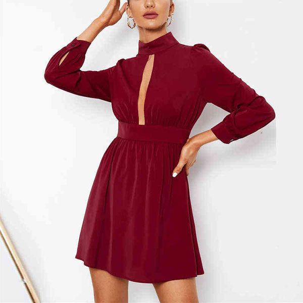 elegant turtleneck design chest hollow out dress lady fall spring fashion party dress vintage solid long sleeve mini dress y1204, Black;gray
elegant turtleneck design chest hollow out dress lady fall spring fashion party dress vintage solid long sleeve mini dress y1204, Black;gray