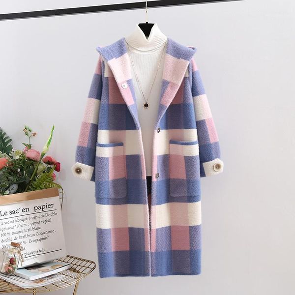 women's jackets elegant women jacket waterproof mink hoodie long coat colour plaid loose pocket knit cardigan outwear fall winter femal, Black;brown
women's jackets elegant women jacket waterproof mink hoodie long coat colour plaid loose pocket knit cardigan outwear fall winter femal, Black;brown