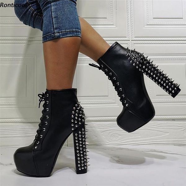 ronticool super women platform ankle boots winter studded 14-16 cm square heels round toe black catwalk shoes size 46 47
ronticool super women platform ankle boots winter studded 14-16 cm square heels round toe black catwalk shoes size 46 47