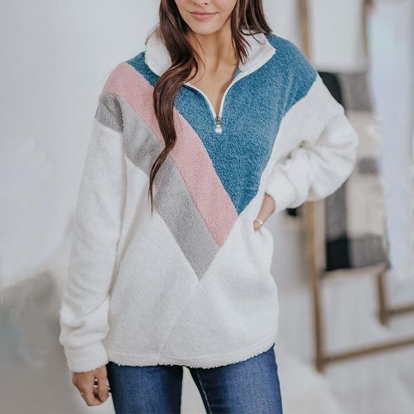 women fashion long sleeve patchwork color block sweater zipper for ladies autumn winter wear women's sweaters, White;black
women fashion long sleeve patchwork color block sweater zipper for ladies autumn winter wear women's sweaters, White;black