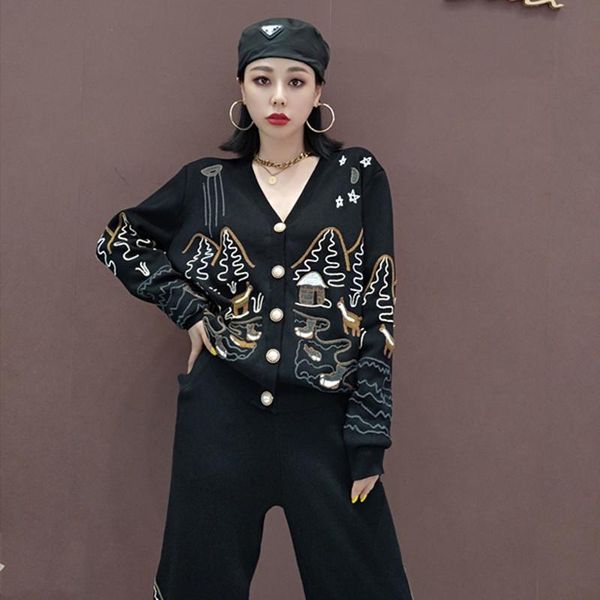 women's tracksuits two piece set autumn 2021 knit sweater women fashion embroidery +casual pants ladies 2 outfit female winter, Gray
women's tracksuits two piece set autumn 2021 knit sweater women fashion embroidery +casual pants ladies 2 outfit female winter, Gray