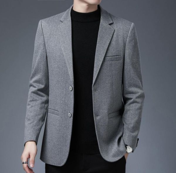 men's suits & blazers fashion men's slim fit gray blue striped jacket one button single breasted long sleeve coat s26, White;black
men's suits & blazers fashion men's slim fit gray blue striped jacket one button single breasted long sleeve coat s26, White;black