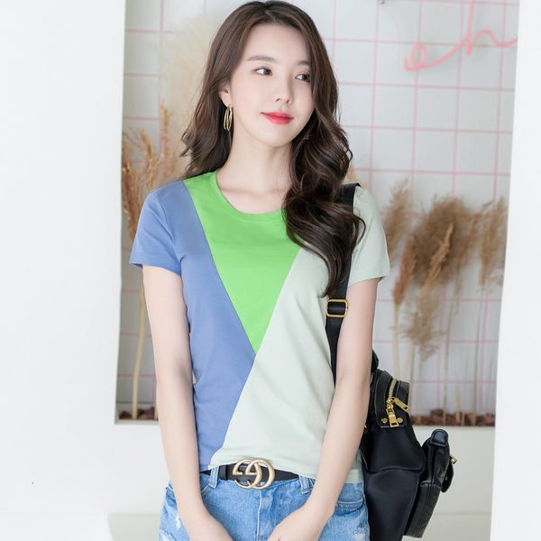 women's t-shirt summer 2021 ins couture fashion amendment collision round collar european and american cotton t-shirts, White
women's t-shirt summer 2021 ins couture fashion amendment collision round collar european and american cotton t-shirts, White