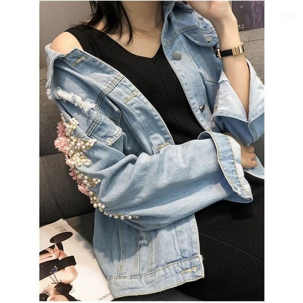 women's jackets fashion spring autumn jeans jacket pink flower embroidery hole denim student basic coats1 hex4, Black;brown
women's jackets fashion spring autumn jeans jacket pink flower embroidery hole denim student basic coats1 hex4, Black;brown
