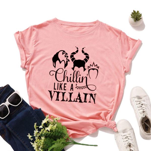 women's t-shirt chillin like a villain print 100% cotton women funny t shirt casual short sleeve female t-shirts clothes plus size, White
women's t-shirt chillin like a villain print 100% cotton women funny t shirt casual short sleeve female t-shirts clothes plus size, White