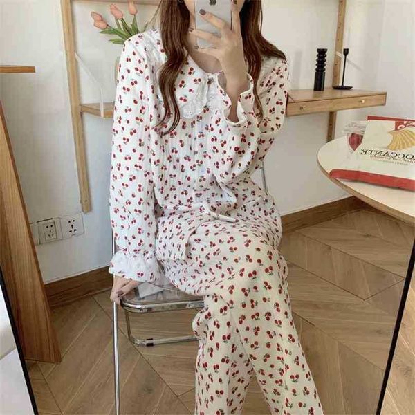spring two piece suit cardigans peter pan collar nightwear sweet soft casual homewear loose fashion pajamas set 210525, Black;red
spring two piece suit cardigans peter pan collar nightwear sweet soft casual homewear loose fashion pajamas set 210525, Black;red