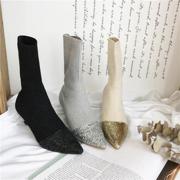 boots 2021 women's autumn and winter trend socks, Black
