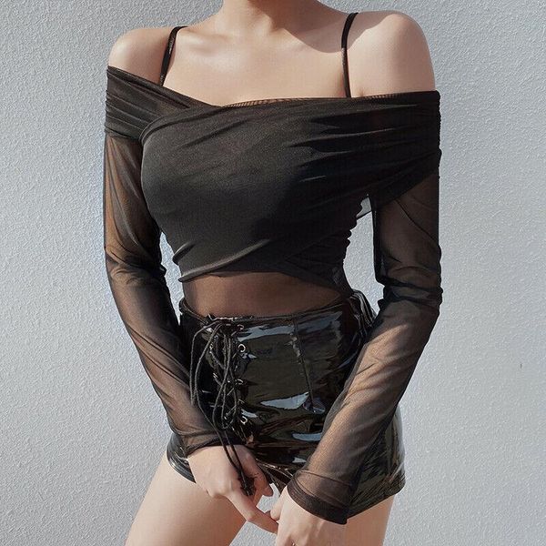 women's jumpsuits & rompers womens ladies mesh sheer off shoulder long sleeve leotard bodysuit top, Black;white
women's jumpsuits & rompers womens ladies mesh sheer off shoulder long sleeve leotard bodysuit top, Black;white