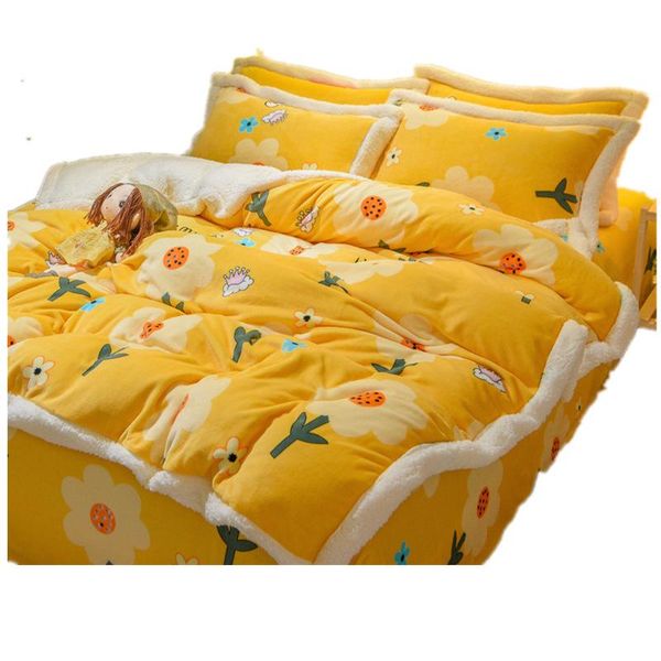 bedding sets milk velvet four-piece winter lamb flange thick warm bed single bedding, active printing ab version set home
bedding sets milk velvet four-piece winter lamb flange thick warm bed single bedding, active printing ab version set home