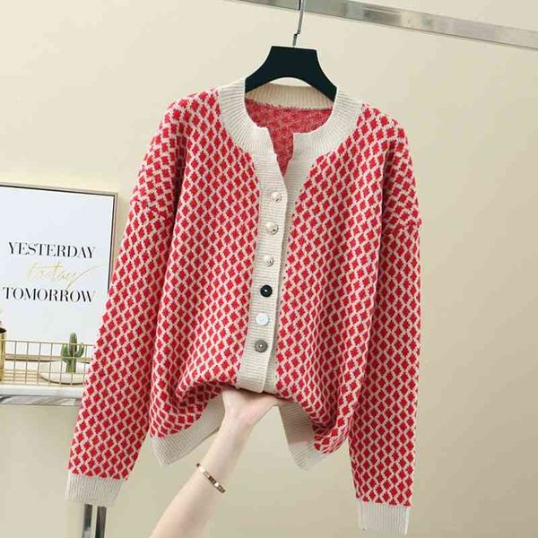 vintage diamond check pattern women cardigan autumn winter female long sleeve o-neck single-breasted straight sweater coat 210416, White;black
vintage diamond check pattern women cardigan autumn winter female long sleeve o-neck single-breasted straight sweater coat 210416, White;black
