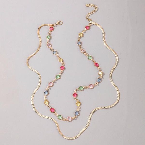 chains exquisite metal colorful rhinestone double necklace for woman girl fashion snake chain jewelry gift on neck, Silver
chains exquisite metal colorful rhinestone double necklace for woman girl fashion snake chain jewelry gift on neck, Silver