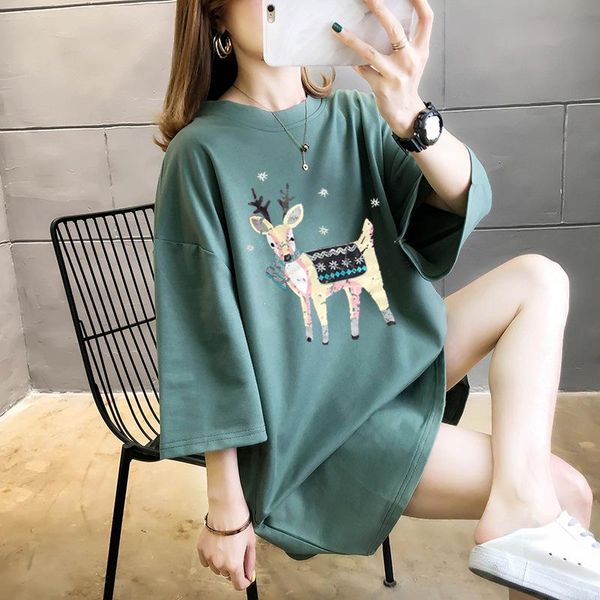 women's t-shirt summer extra-large size plus fat short-sleeved women korean style loose fashion printed top, White
women's t-shirt summer extra-large size plus fat short-sleeved women korean style loose fashion printed top, White