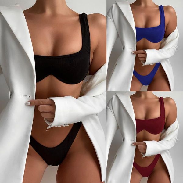 women's swimwear brazilian micro bikinis 2021 mujer string swimsuit female pleated bikini set solid women mini bathing suit, White;black
women's swimwear brazilian micro bikinis 2021 mujer string swimsuit female pleated bikini set solid women mini bathing suit, White;black