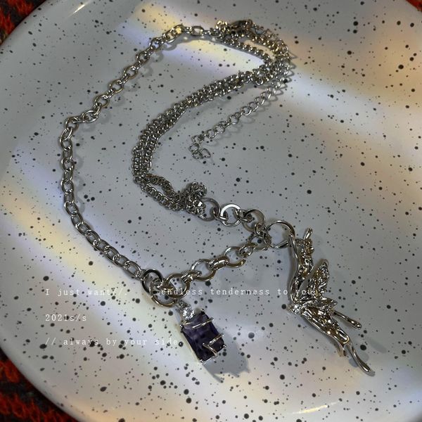 diamond studded crystal butterfly wing necklace geometric female style pendant hip hop niche design simple fashion clavicle chain, Silver
diamond studded crystal butterfly wing necklace geometric female style pendant hip hop niche design simple fashion clavicle chain, Silver