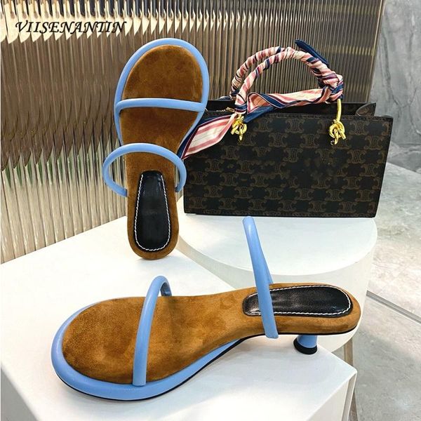 slippers summer mixed color round toe kitten heel sandals and stiletto soft leather comfortable mid-heel simple, Black
slippers summer mixed color round toe kitten heel sandals and stiletto soft leather comfortable mid-heel simple, Black
