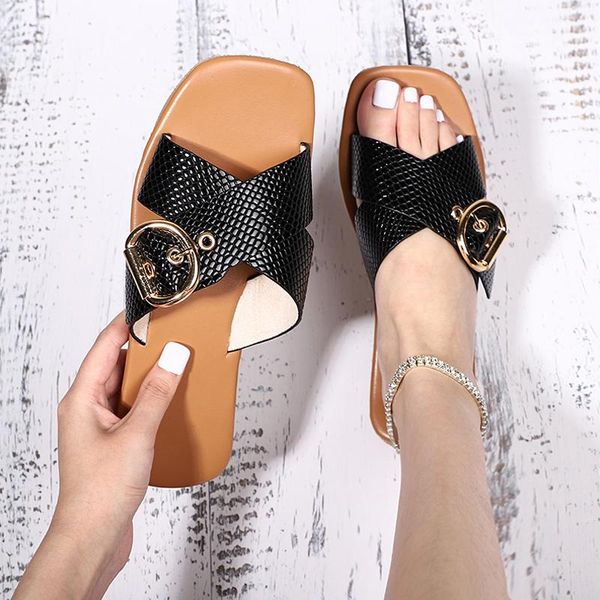 summer women's slippers pu soft bottom female casual footwear ladies flats shoes buckle square toe women fashion shoe, Black
summer women's slippers pu soft bottom female casual footwear ladies flats shoes buckle square toe women fashion shoe, Black