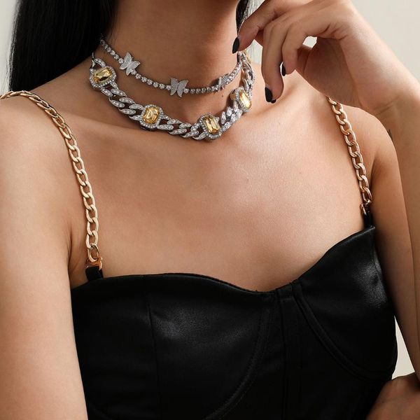 chains iced out cuban tennis chain gem butterfly necklace for women choker collare para mujer colar femme streetwear hip hop jewelry, Silver
chains iced out cuban tennis chain gem butterfly necklace for women choker collare para mujer colar femme streetwear hip hop jewelry, Silver