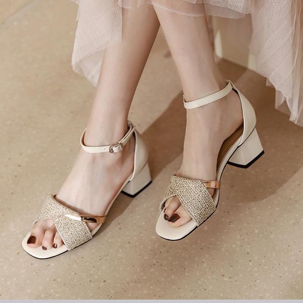 sandals genuine leather women thick heels square toe ladies shoes summer fashion buckle party high beige brown, Black
sandals genuine leather women thick heels square toe ladies shoes summer fashion buckle party high beige brown, Black