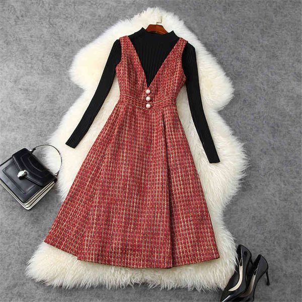 female runway fashion sweater and tweed of wool winter robe femme dress, Black;gray
female runway fashion sweater and tweed of wool winter robe femme dress, Black;gray