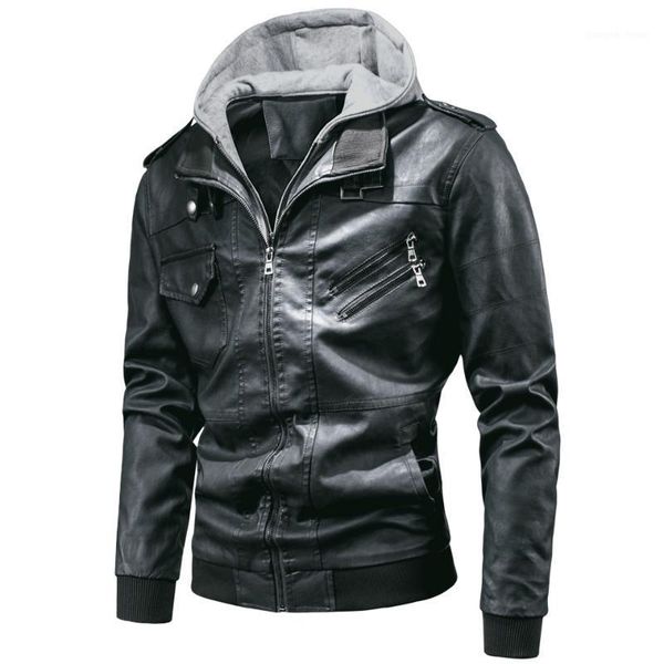 men autumn outwear fashion punk style hat leather jacket 2021 spring casual motor hooded pu jackets coat men's fur & faux, Black
men autumn outwear fashion punk style hat leather jacket 2021 spring casual motor hooded pu jackets coat men's fur & faux, Black