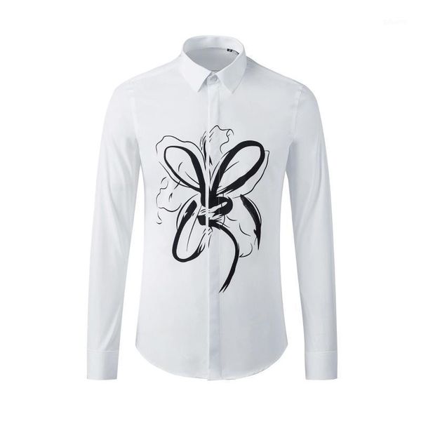 men's casual shirts mens luxury abstract lotus printed long sleeve dress slim fit party man plus size 3xl, White;black
men's casual shirts mens luxury abstract lotus printed long sleeve dress slim fit party man plus size 3xl, White;black